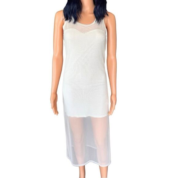Swell Cream Sheer Overlay Sleeveless Midi Dress Size Small - Picture 1 of 6